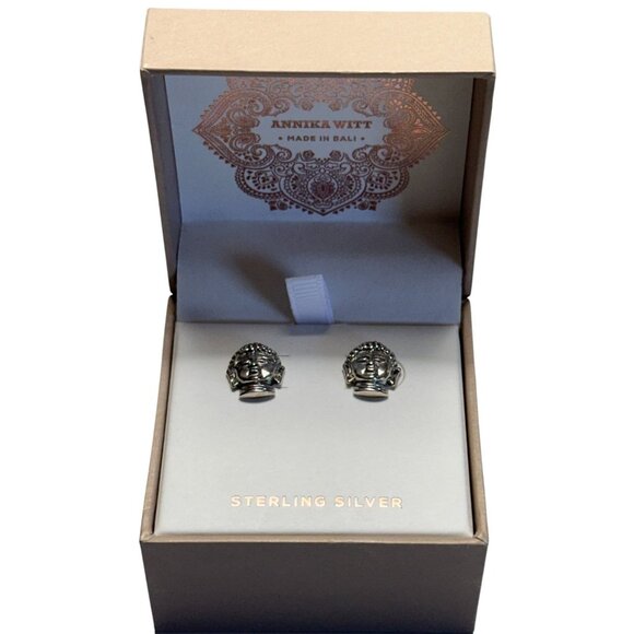 NIB Annika Witt Sterling Silver Bhudda Stud Earrings - Picture 1 of 4
